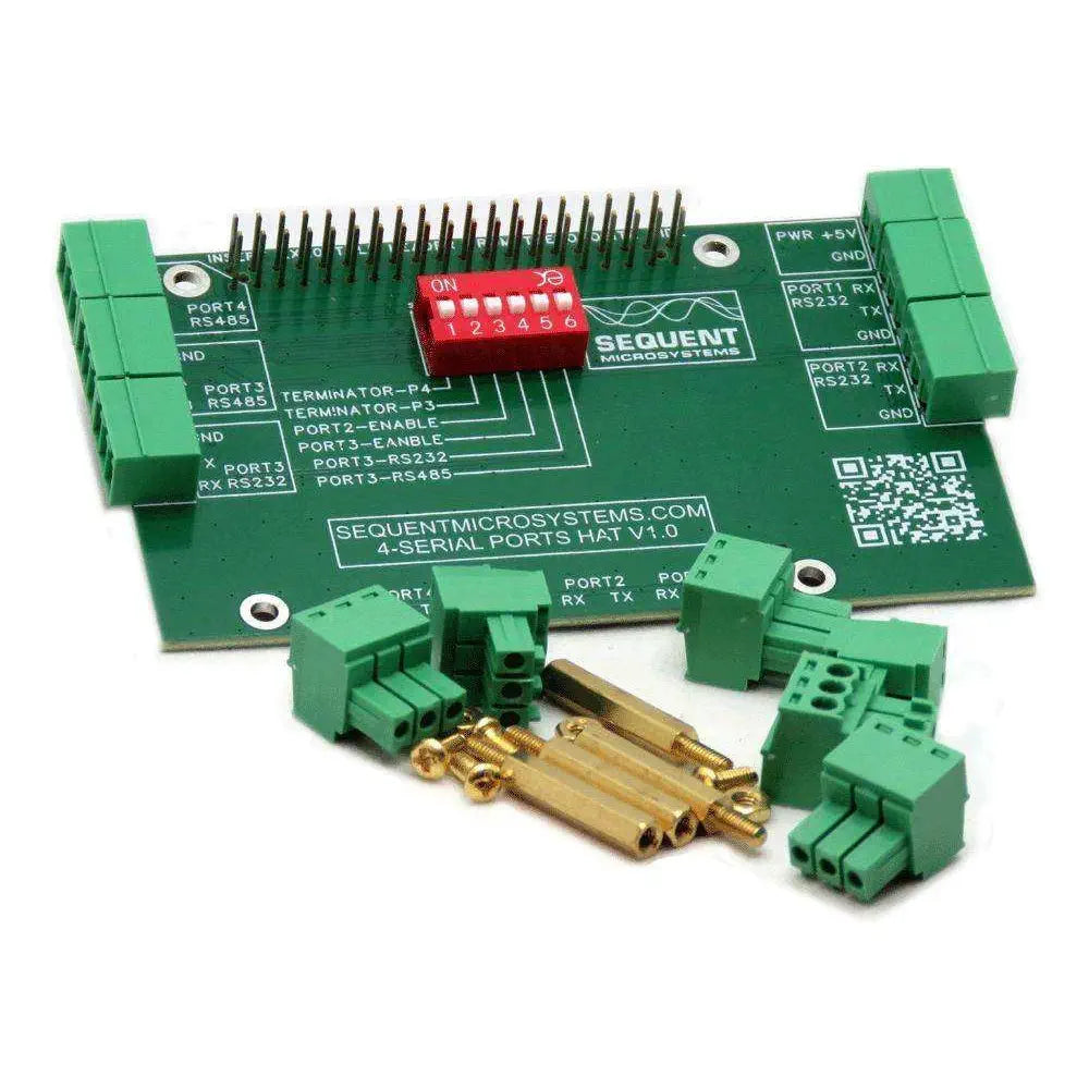 Sequent Microsystems 4 Serial Ports RS485 & RS232 Stackable HAT for Raspberry Pi