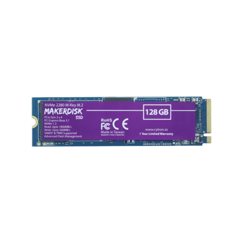Cytron MakerDisk 128GB NVMe 2280m-Key SSD (Raspberry Pi OS Ready)