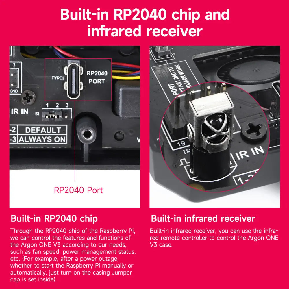 Raspberry Pi 5 Argon ONE V3 M.2 Aluminm Case Kit Built-in 30mm PWN Cooling Fan