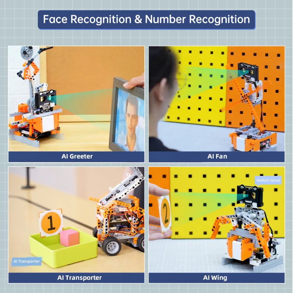 DaDa:bit AI Programmable Building Block Kit Powered by micro:bit with WonderCam AI Vision Module Supports Sensor Expansion (with micro:bit V2.0)