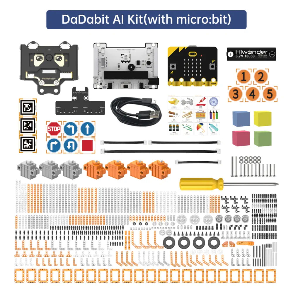 DaDa:bit AI Programmable Building Block Kit Powered by micro:bit with WonderCam AI Vision Module Supports Sensor Expansion (with micro:bit V2.0)