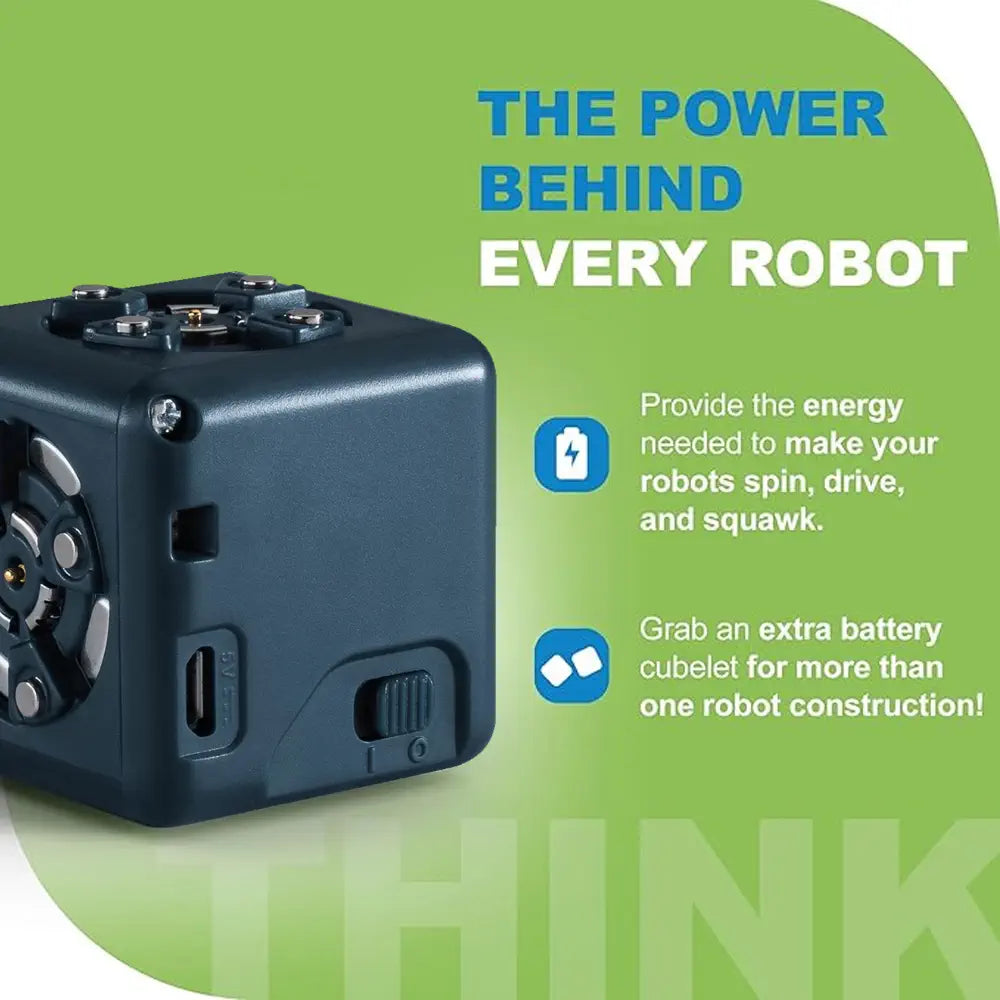 Modular Robotics Battery Cubelet - STEM Robotics Power Block, 30% More Energy, Micro USB Rechargeable - Extend Playtime for Cubelets Constructions kit | Ages 4+ (46×46×46 mm)