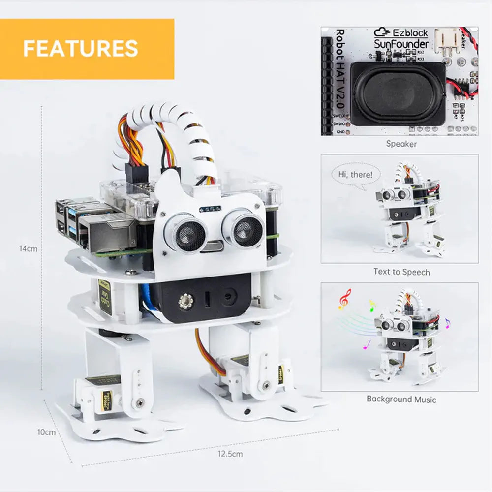 SunFounder PiSloth AI Bionic Programmable Robot Kit for Raspberry Pi, Multi-Function DIY Robot for Kids and Adults
