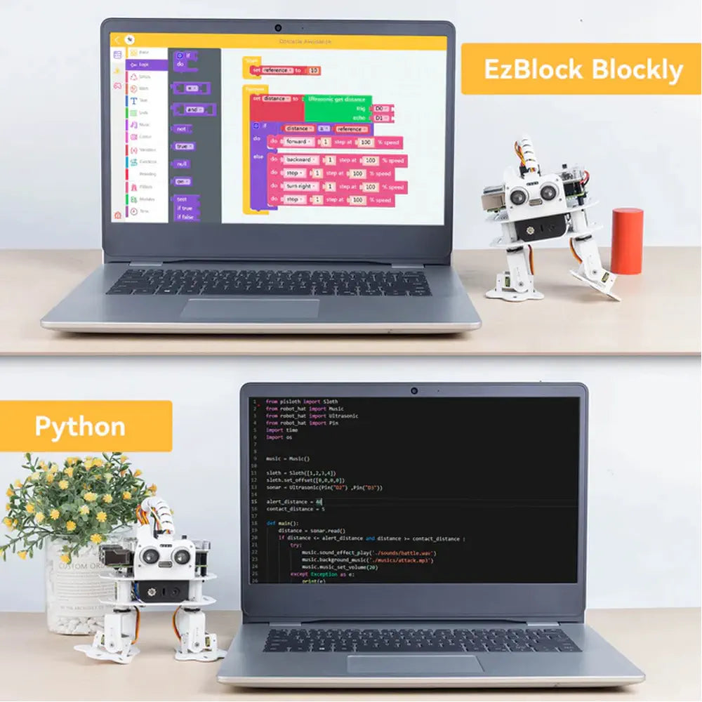 SunFounder PiSloth AI Bionic Programmable Robot Kit for Raspberry Pi, Multi-Function DIY Robot for Kids and Adults