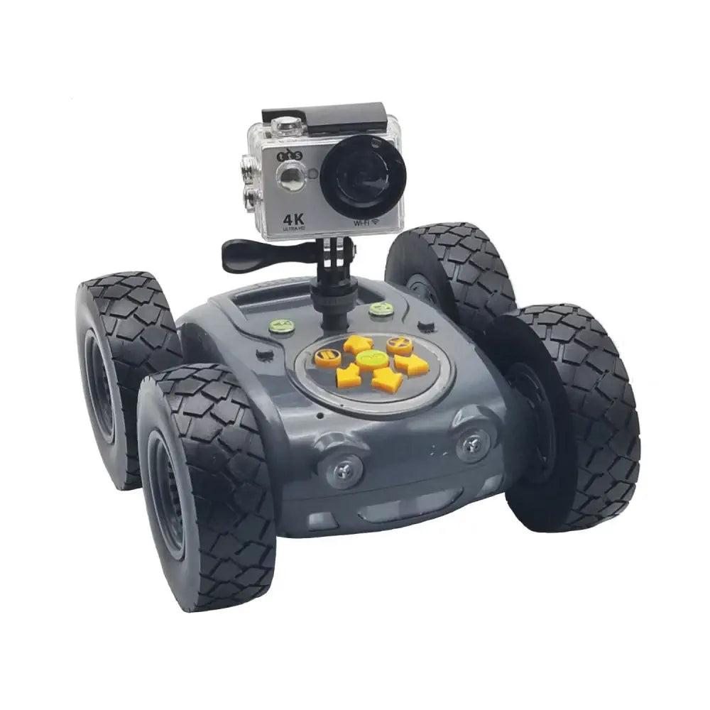 TTS Tuff-Bot Rugged Robot - 4 Wheel Off Road Coding Car - Bluetooth Programmable, 256 Step Memory, STEM Learning, Outdoor &amp; Classroom Use - 4K Action Camera Bundle