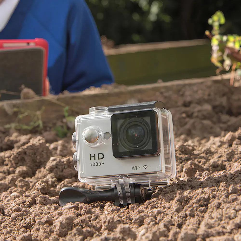 TTS Tuff-Bot Rugged Robot - 4 Wheel Off Road Coding Car - Bluetooth Programmable, 256 Step Memory, STEM Learning, Outdoor &amp; Classroom Use - 4K Action Camera Bundle
