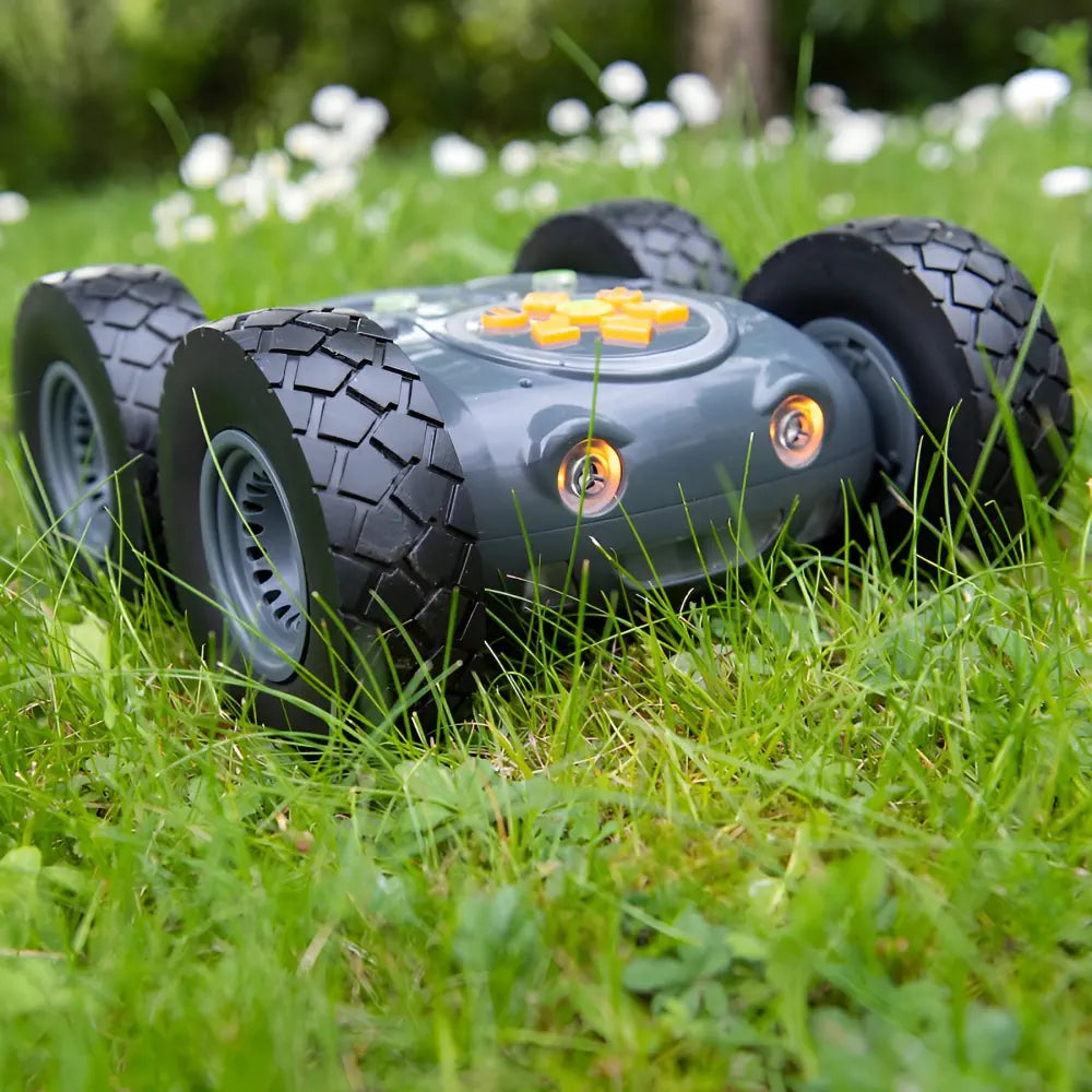 TTS Tuff-Bot Rugged Robot - 4 Wheel Off Road Coding Car - Bluetooth Programmable, 256 Step Memory, STEM Learning, Outdoor &amp; Classroom Use - 4K Action Camera Bundle