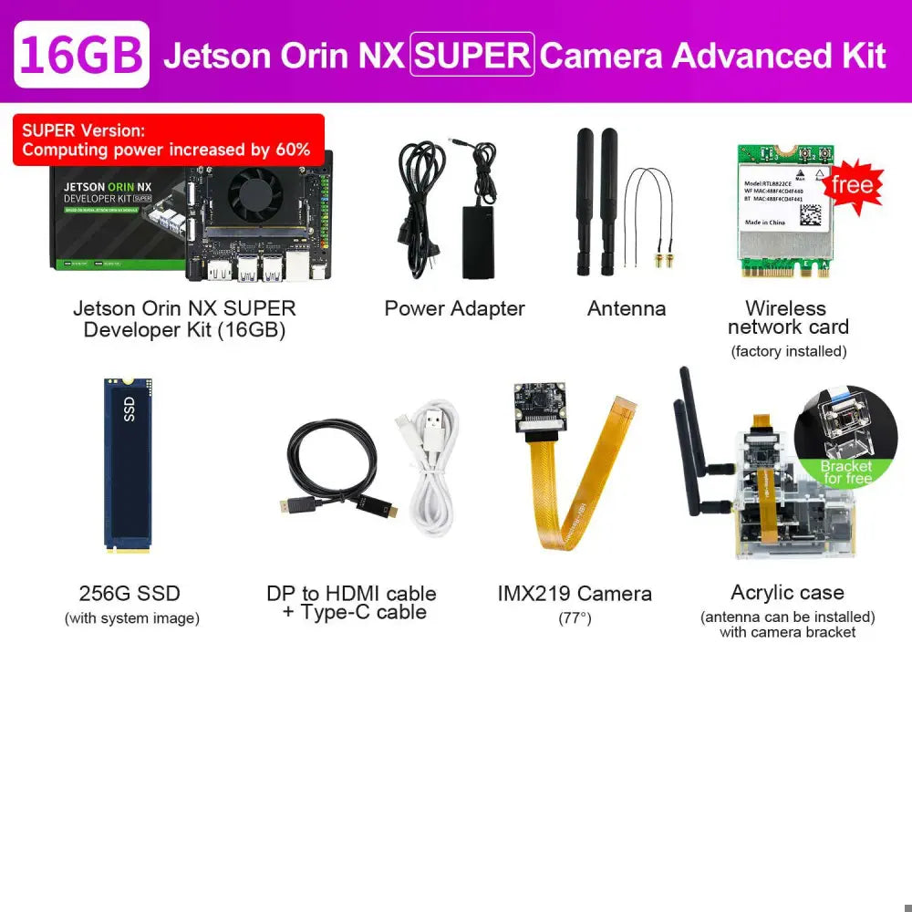 Jetson Orin NX Super Development Kit with 16GB RAM Based On NVIDIA Core Module For ROS AI Deep Learning-Camera Advanced Kit