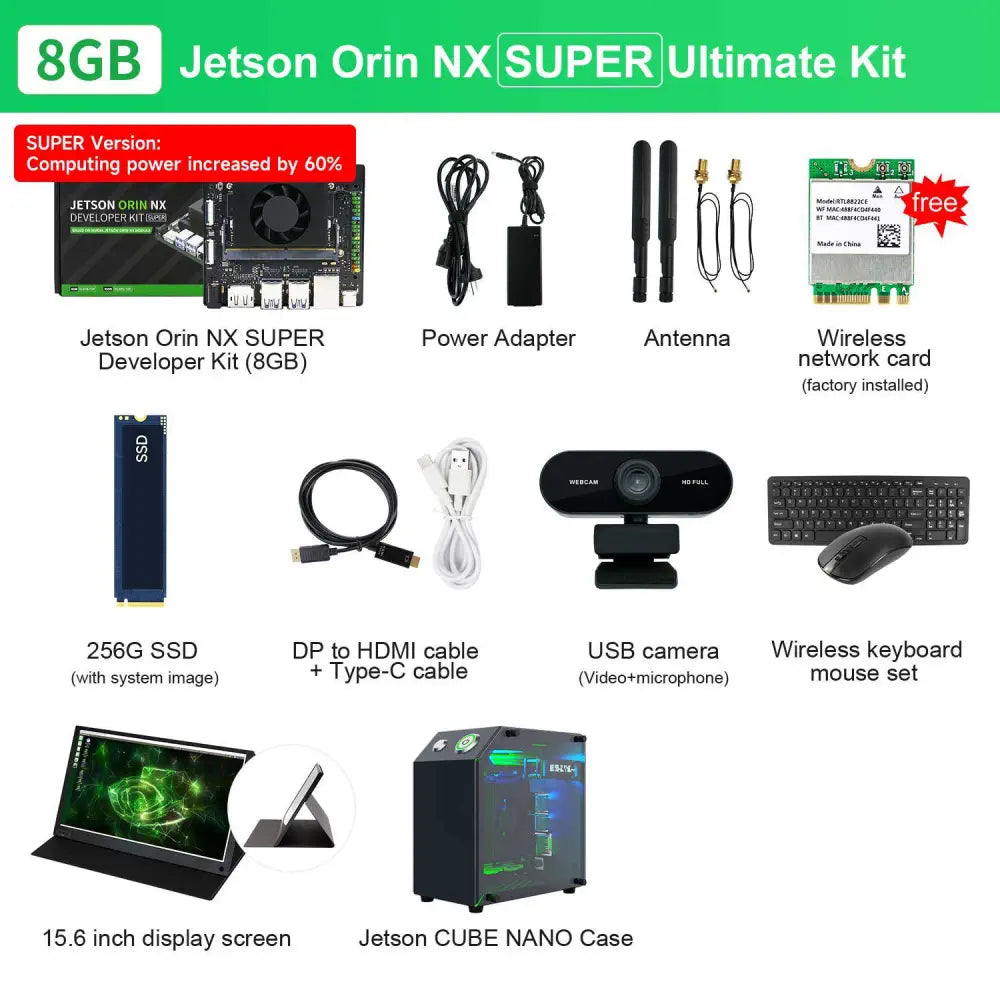 Jetson Orin NX Developer Kit 8GB RAM Super Version with NVIDIA Core Module for ROS AI Deep Learning-- Ultimate Kit