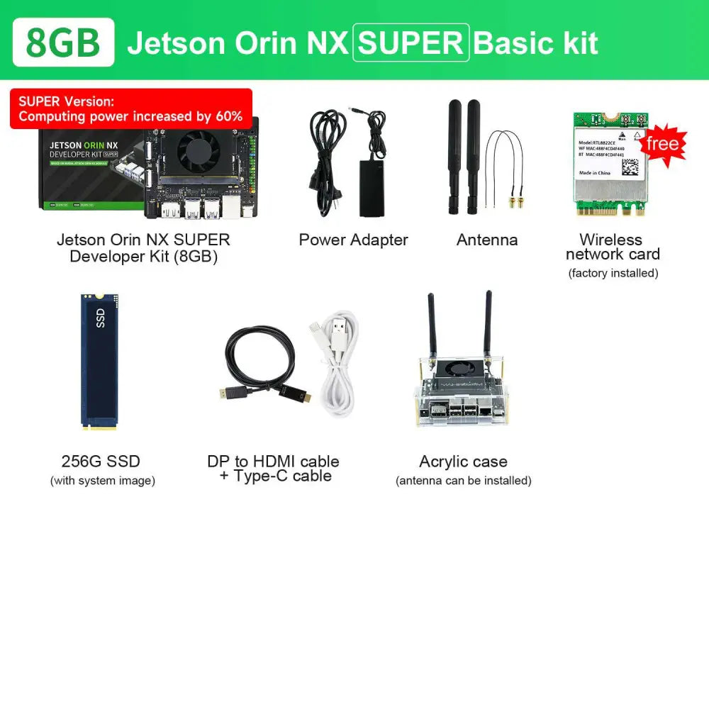 Jetson Orin NX Developer Kit 8GB RAM Super Version with NVIDIA Core Module for ROS AI Deep Learning--Basic Kit