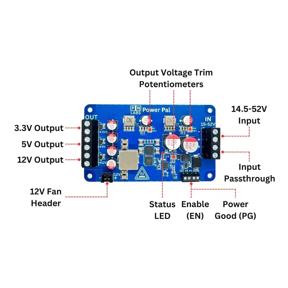 PN Labs Power Pal: High-Power Triple-Output DC Buck Regulator (12 V, 5 V, 3.3 V)