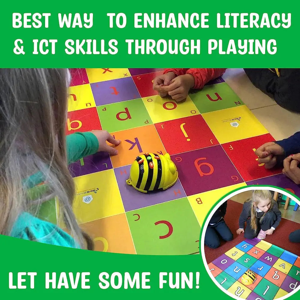 TTS Bee-Bot &amp; Blue-Bot Alphabet Mat (75×90cm) Coding &amp; Literacy Learning Grid STEM Robotics Vinyl Playmat