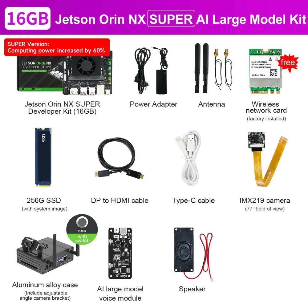 Jetson Orin NX Developer Kit 16GB RAM Super Version with NVIDIA Core Module-AI Large Model Developer Kit