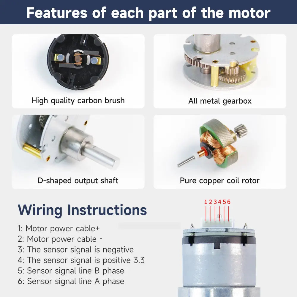 Yahboom 520 DC Gear Motor with Encoder 550RPM(1:19)-Separate motor
