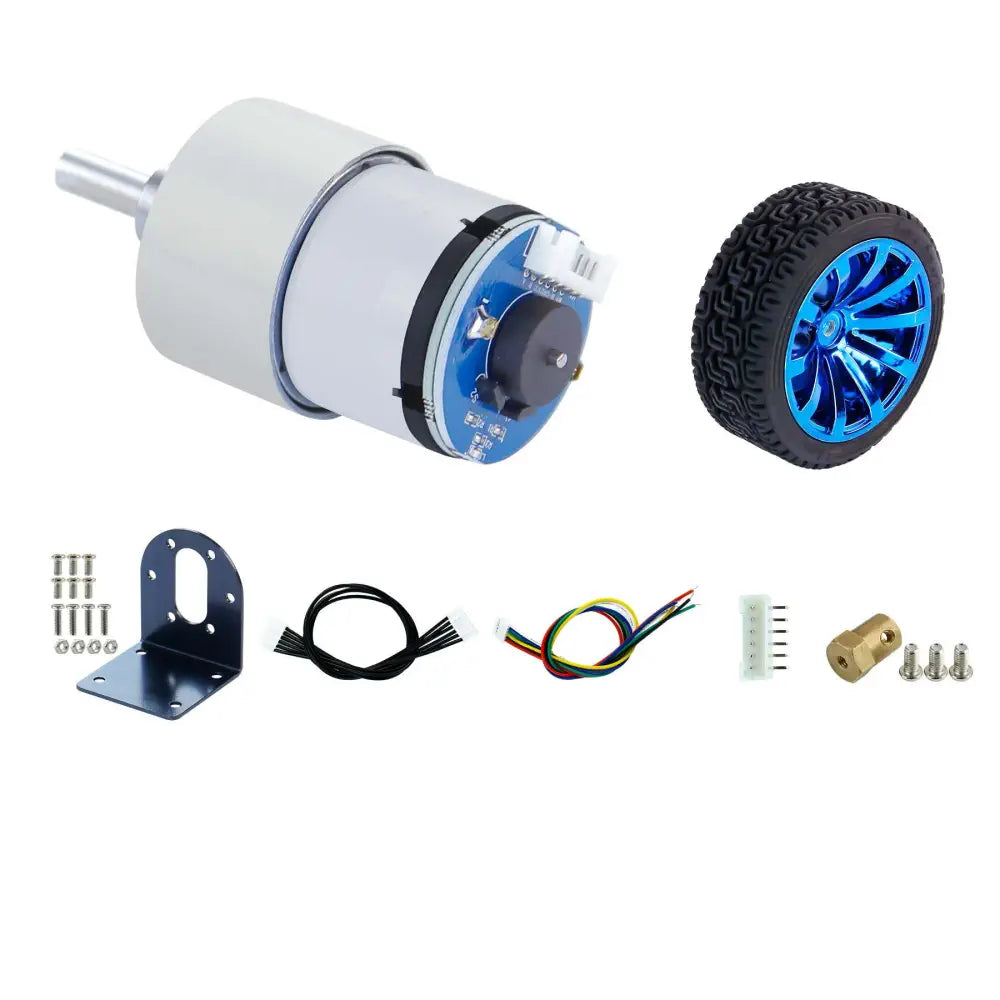 Yahboom 520 DC Gear Motor with Encoder 333RPM(1:30)-Motor+Bracket+Coupling+Rubber tire