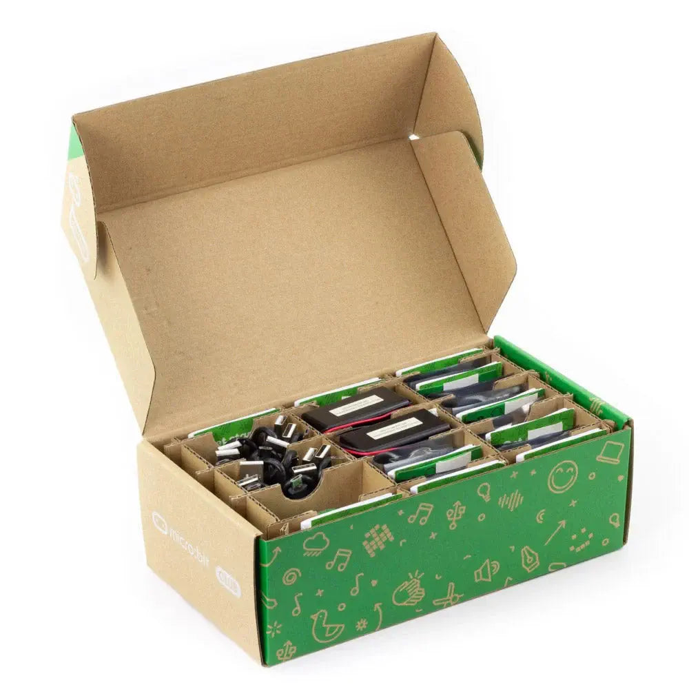 Kitronik BBC micro:bit V2 Club Box - A Pack of 10 Coding STEM Kit with USB Cables Batteries Classroom School Home Learning Set for Age 8+ Years