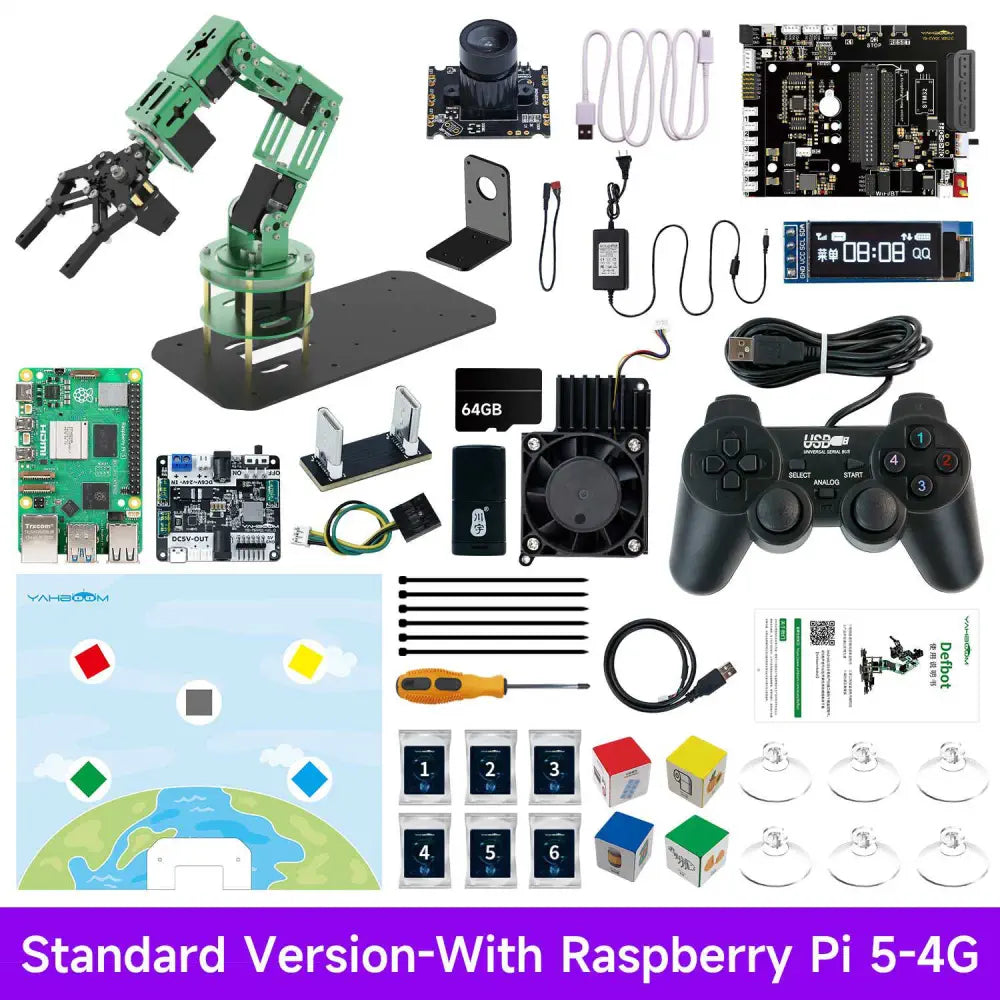Yahboom DOFBOT ROS2 AI Large Model Vision Robotic Arm-Standard Version With Raspberry Pi 5 4GB Board