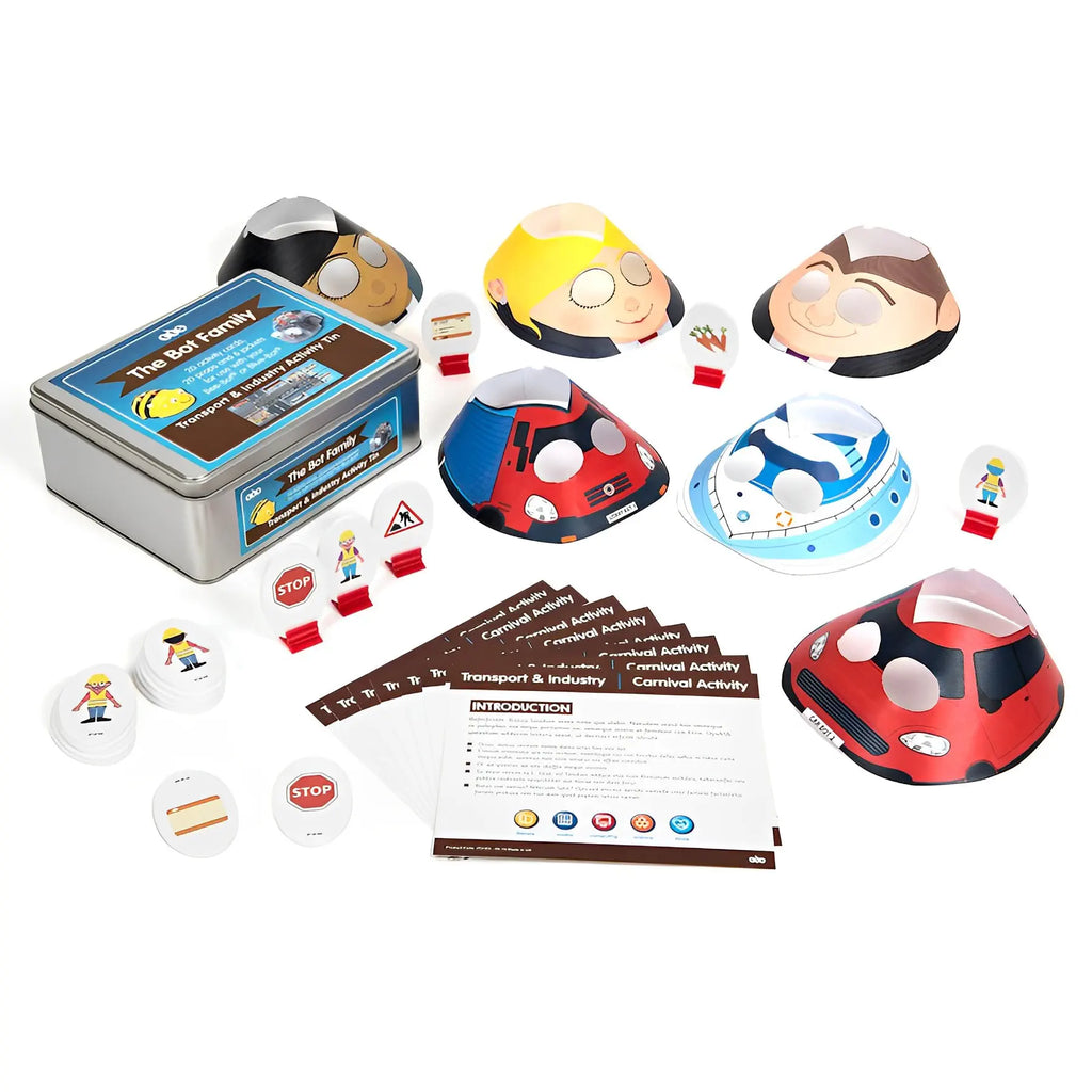 TTS Bee-Bot Programmable Robot See &amp; Say Version with Transport &amp; Industry Mat 75x75 cm &amp; Activity Tin Bundle | Coding STEM Education Toys for Kids Classroom Learning Set