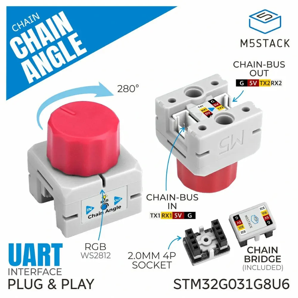 M5Stack Chain Angle Potentiometer Knob Input Node (STM32G031)