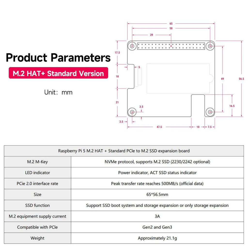 Raspberry Pi 5 Official M.2 HAT+ Standard Kit