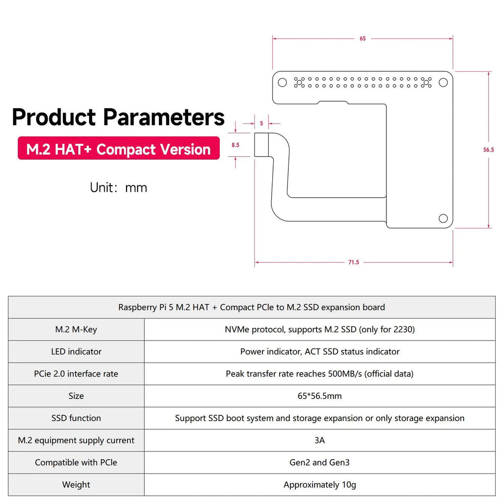 Raspberry Pi 5 Official M.2 HAT+ Compact Kit