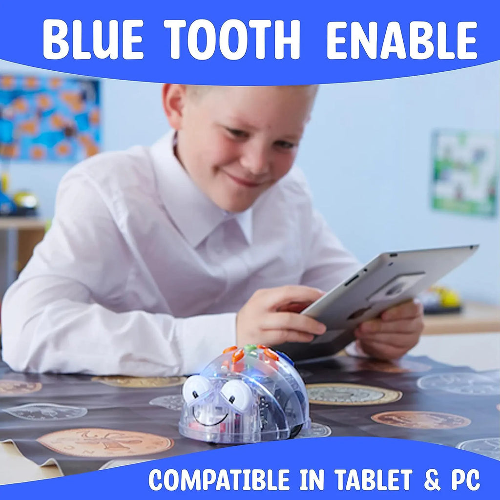 TTS 3-pcs Blue-Bot Programmable Floor Robot Bundle with 6 STEM Activity Mats for Home, Office, School &amp; Classroom Learning