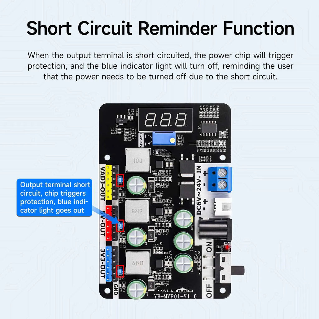 Yahboom Adjustable voltage reduction and stabilization module built on MP2491C