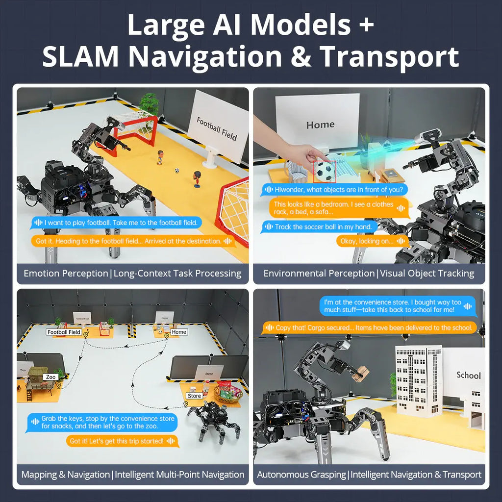 ROSpider ROS2 Hexapod Robot with Jetson/Raspberry Pi, Multimodal Large AI Models, ChatGPT, 3D Vision, SLAM Mapping &amp; Navigation (Ultimate kit without Controller)