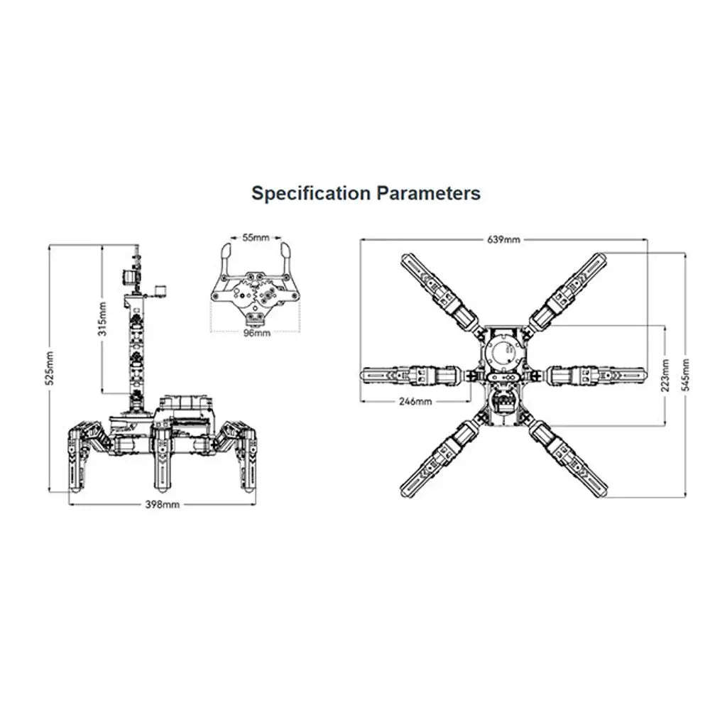 ROSpider ROS2 Hexapod Robot with Jetson/Raspberry Pi, Multimodal Large AI Models, ChatGPT, 3D Vision, SLAM Mapping &amp; Navigation (Ultimate kit without Controller)