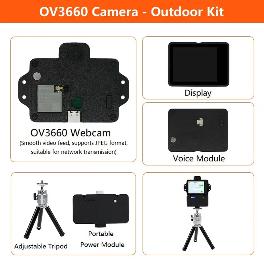 XiaoR GEEK ESP32-S3 Vision Module With Adjustable Tripod and Portable Power Module(OV3660 Camera)