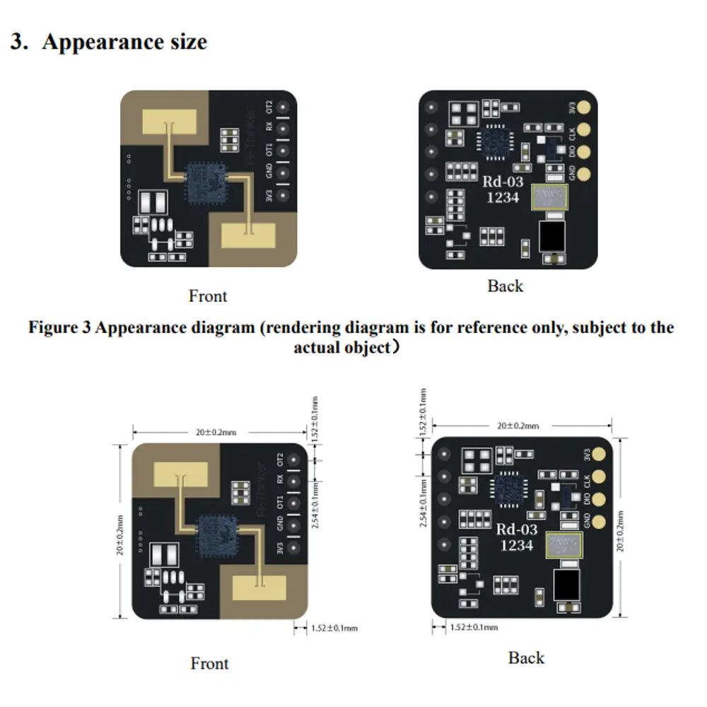 24G radar sensor module human micromotion should detect module Rd-03 V2 PCB onboard antenna