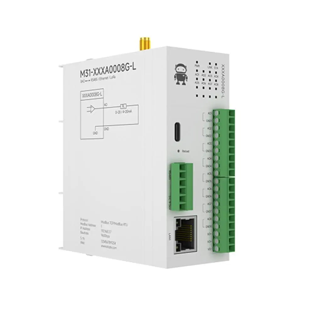 M31-XXXA0008G-L Wireless remote IO module Multi-channel analog/switch quantity acquisition control Built-in wireless module supporting Modbus RTU, wireless remote acquisition (DI/DO/AI/AO).