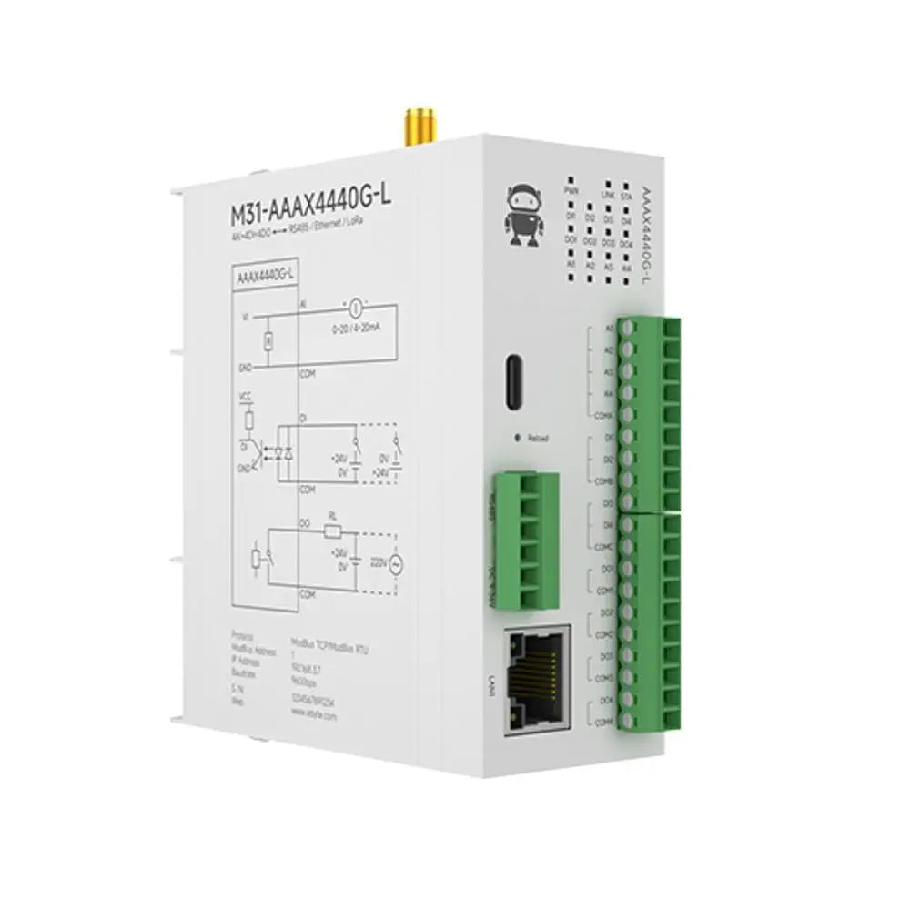 M31-AAAX4440G-L Wireless remote IO module Multi-channel analog/switch quantity acquisition control Built-in wireless module supporting Modbus RTU, wireless remote acquisition (DI/DO/AI/AO).
