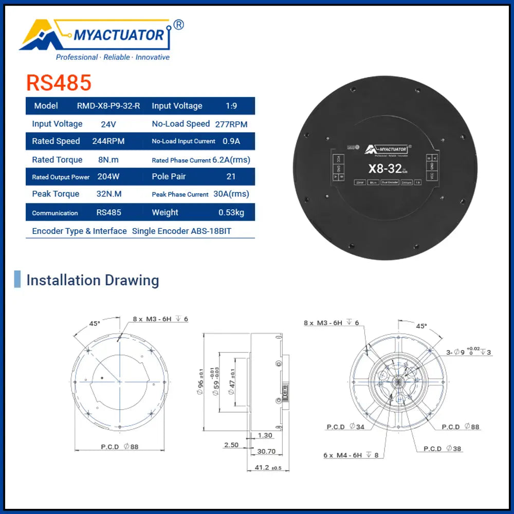 Myactuator standard harmony motor,RMD-X8-32