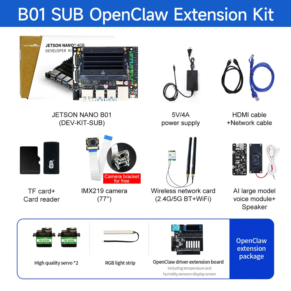 Yahboom Jetson NANO 4GB B01 AI Large Model Developer Kit-OpenClaw Kit