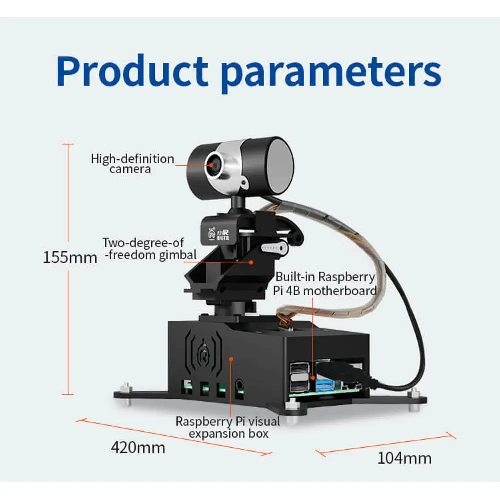 XiaoR GEEK Raspberry Pi OpenCV Visual Smart robot gimbal/PTZ Development Kits(Raspberry Pi 5 4GB - Advanced Version)