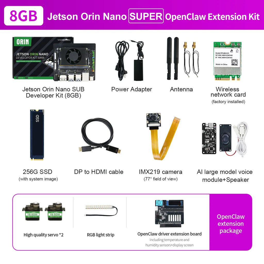 Jetson Orin Nano  SUPER Development Board 8GB RAM based on NVIDIA Core Module for AI Deep Learning-OpenClaw Kit