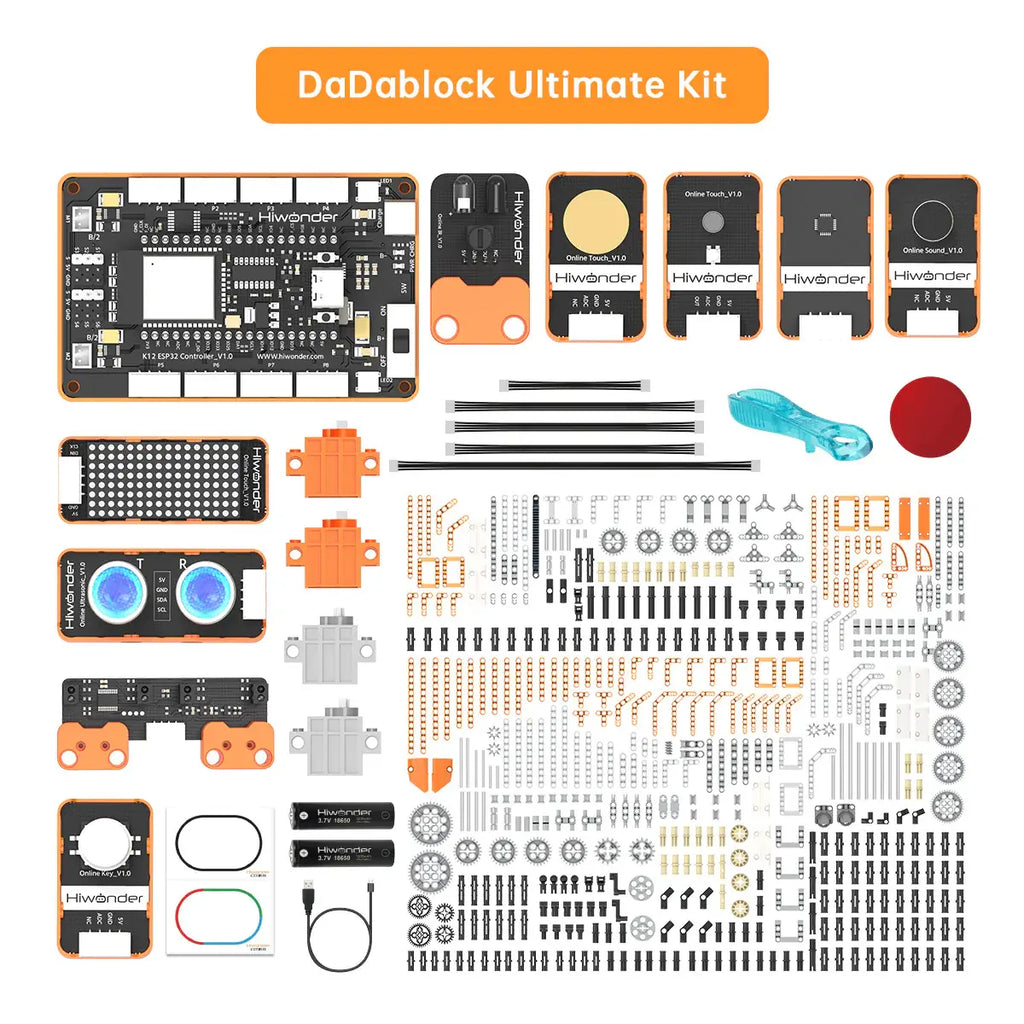 Hiwonder DaDablock Programmable Building Block Kit Powered by ESP32 with Sensor Expansion, LEGO-Compatible, Supports Scratch &amp; Python (Ultimate Kit)
