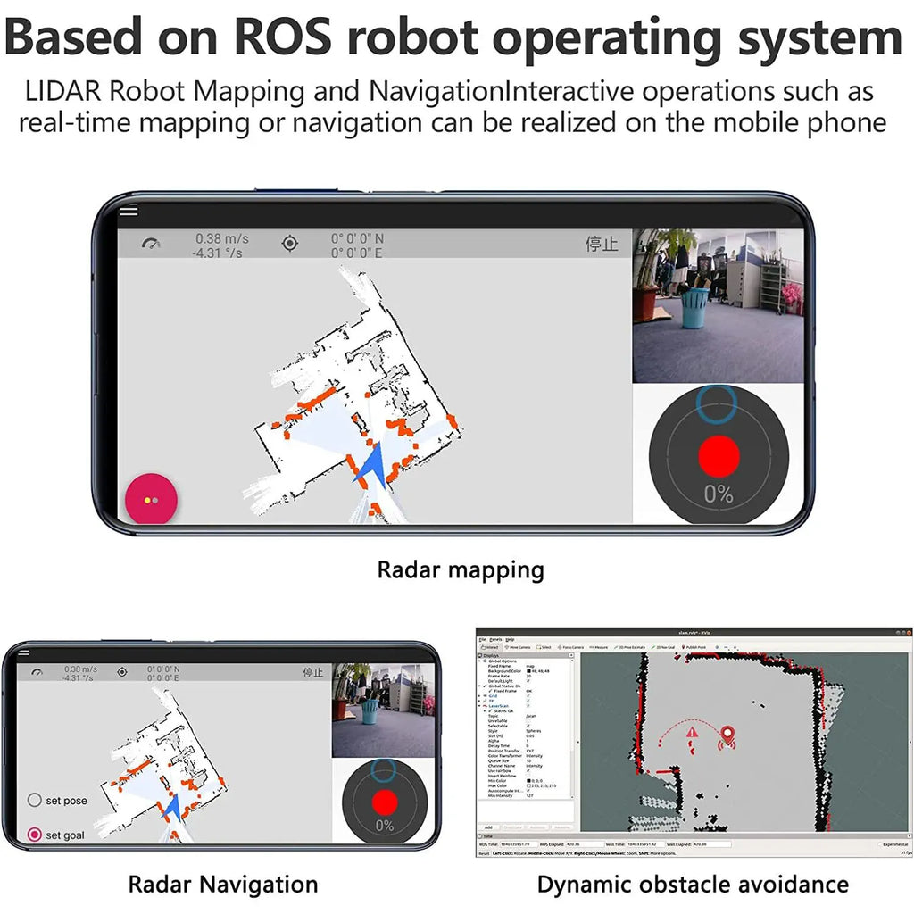 XiaoR GEEK ROS Robot Car with 4DOF Robotic Arm &amp; 7 inch Display Support SLAM Mapping/ Navigation