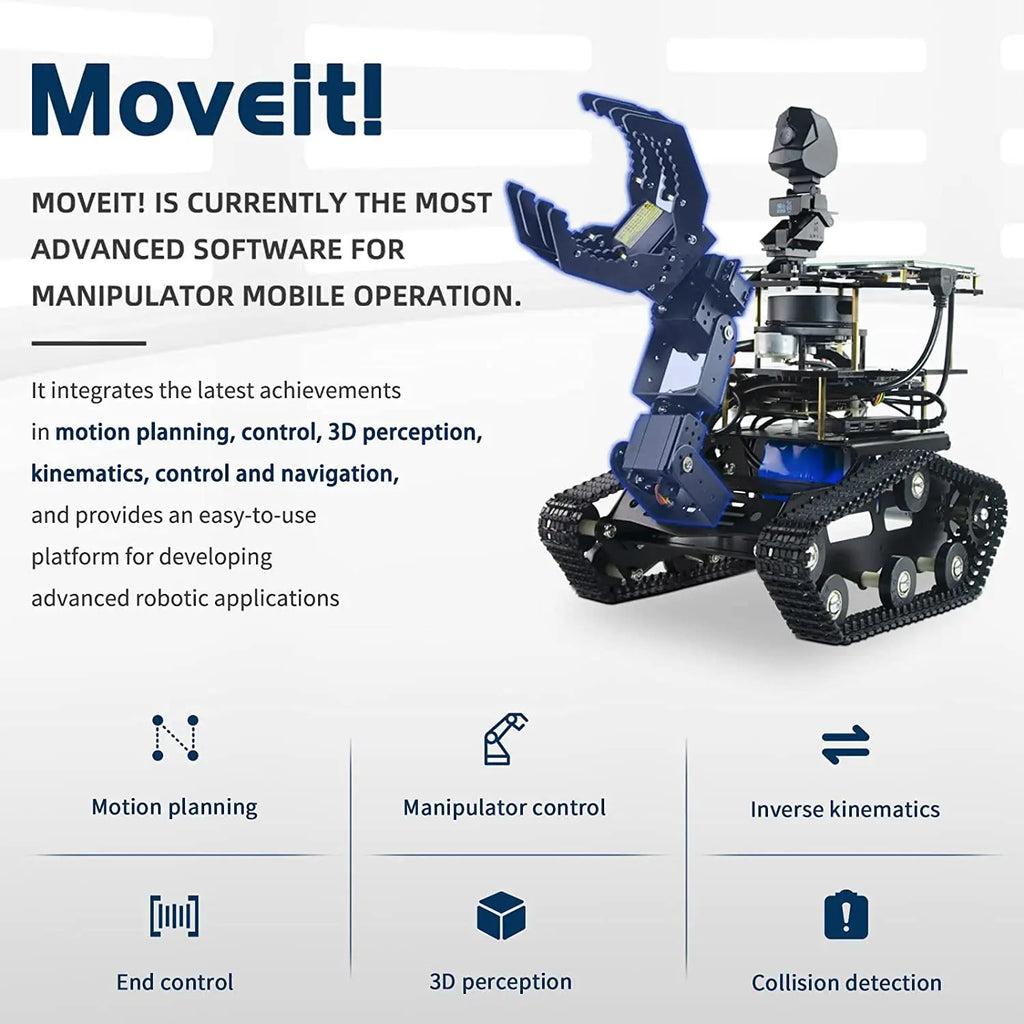 XiaoR GEEK ROS Robot Car with 4DOF Robotic Arm &amp; 7 inch Display Support SLAM Mapping/ Navigation