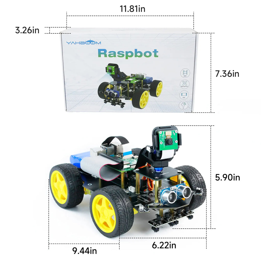 Yahboom Raspbot AI Vision Robot Car with FPV camera for Raspberry Pi 5(With Raspberry Pi 5 2G Board)