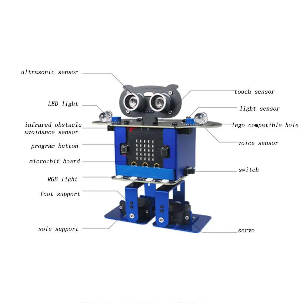 Happybot Bipedal Bionic Humanoid Dancing Robot, Micro:bit STEM Educational Robot– Scratch 3.0 Graphical Programming