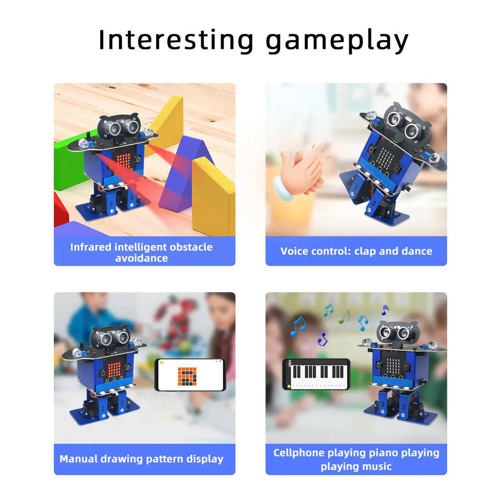 Happybot Bipedal Bionic Humanoid Dancing Robot, Micro:bit STEM Educational Robot– Scratch 3.0 Graphical Programming