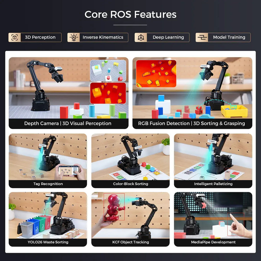 Hiwonder NexArm Open-Source ROS Robotic Arm VLA Embodied AI Kit with NVIDIA/Raspberry Pi &amp; ESP32 Dual-Controller Design, Multimodal Large AI Models &amp; OpenClaw (Without Raspberry Pi Kit)