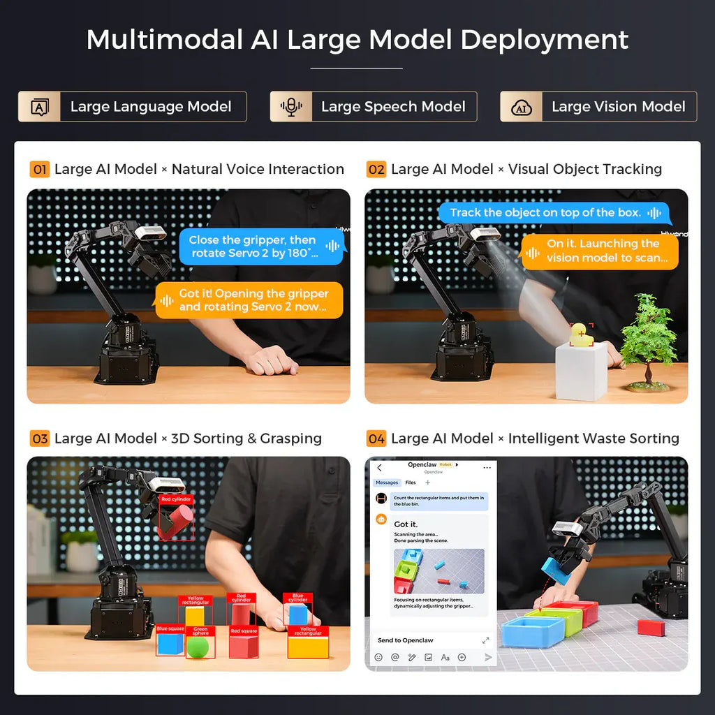 Hiwonder NexArm Open-Source ROS Robotic Arm VLA Embodied AI Kit with NVIDIA/Raspberry Pi &amp; ESP32 Dual-Controller Design, Multimodal Large AI Models &amp; OpenClaw (Without Raspberry Pi Kit)