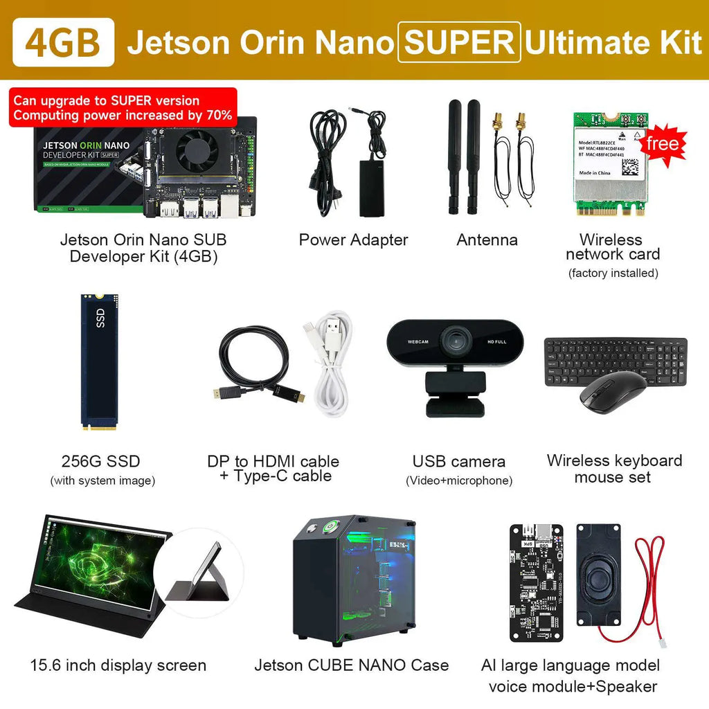 Jetson Orin Nano  SUPER Development Board 4GB RAM based on NVIDIA Core Module for AI Deep Learning--Ultimate Kit