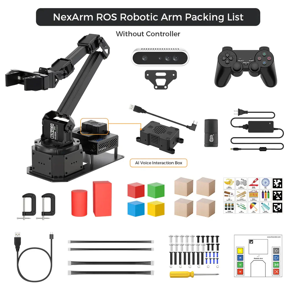Hiwonder NexArm Open-Source ROS Robotic Arm VLA Embodied AI Kit with NVIDIA/Raspberry Pi &amp; ESP32 Dual-Controller Design, Multimodal Large AI Models &amp; OpenClaw (Without Raspberry Pi Kit)