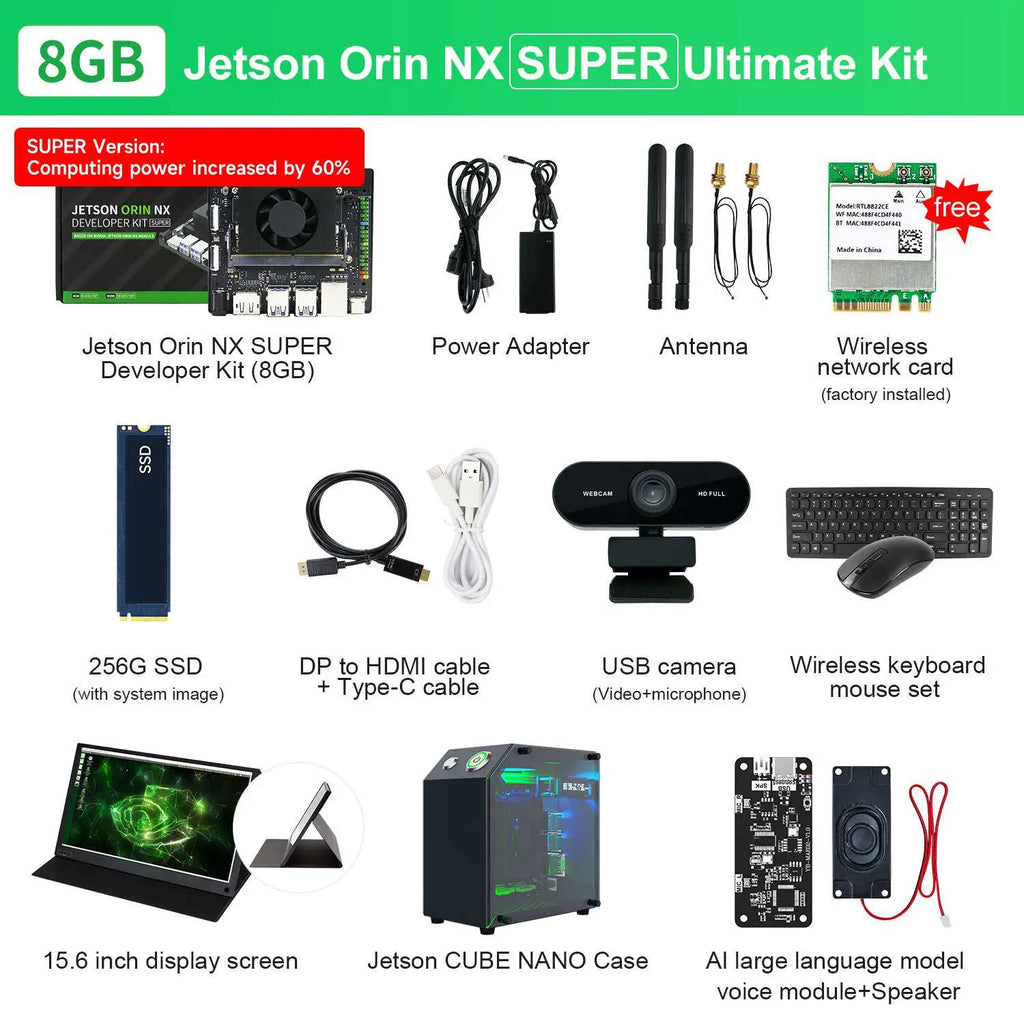Jetson Orin NX Developer Kit 8GB RAM Super Version with NVIDIA Core Module for ROS AI Deep Learning-- Ultimate Kit
