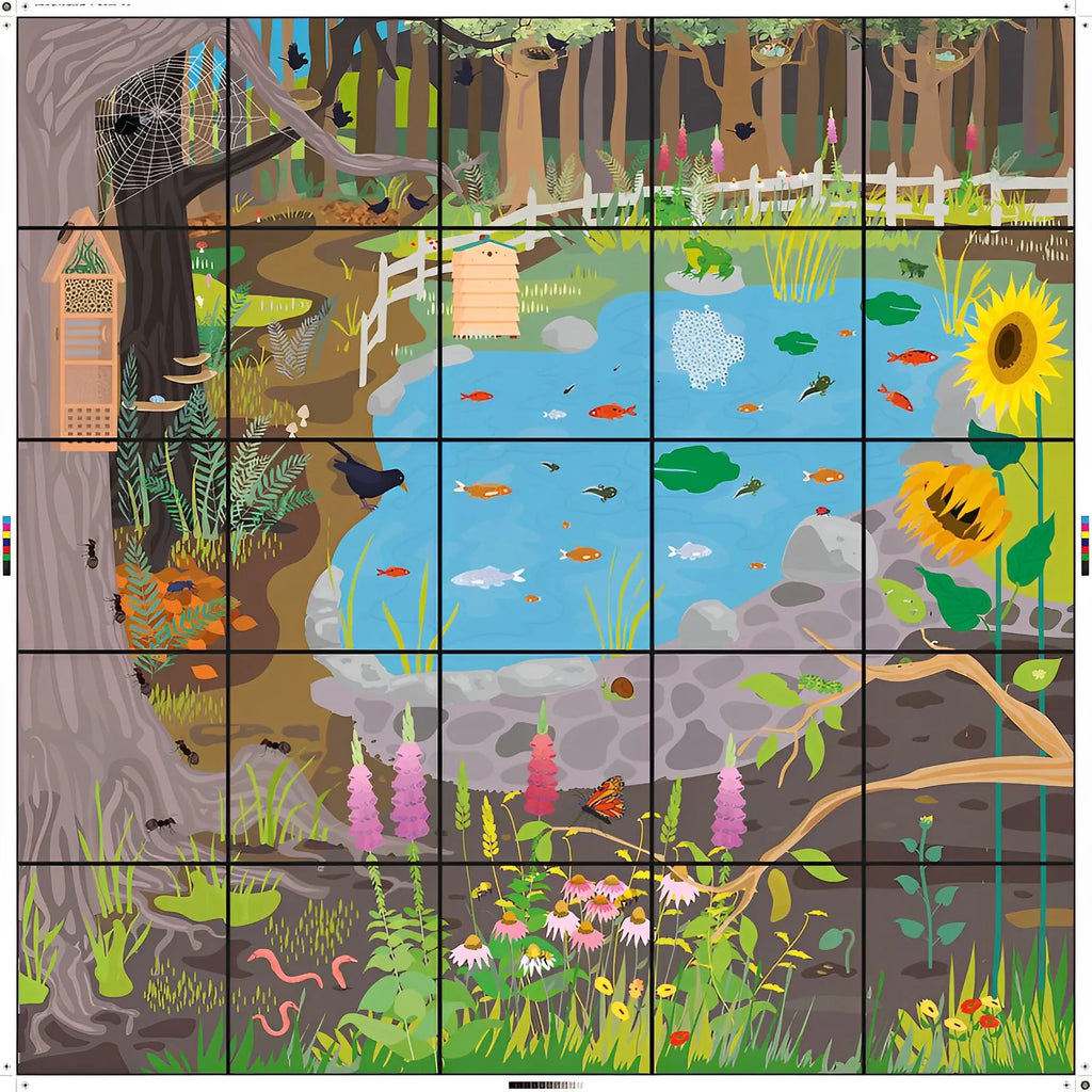 TTS Bee-Bot Programmable Robot with Human Body Mat, Wildlife Garden Mat, Transparent Grid Mat(No Pockets) Bundle - STEM Learning Coding Robot Toy for Kids Age 3+ Years