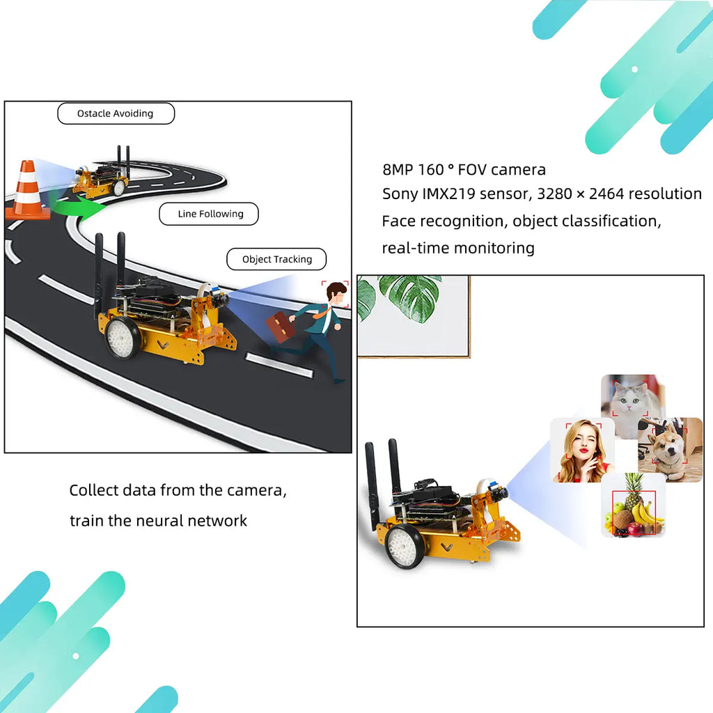Jetbot AI Robot Car Kit – NVIDIA Jetson Nano Powered | Object Detection, Face Recognition, Autonomous Driving &amp; Deep Learning | Python &amp; JupyterLab (Orange, With Jetson nano)